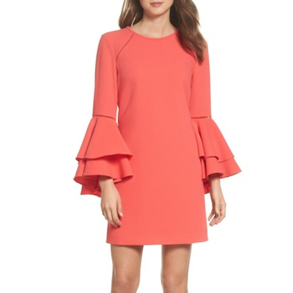 Chelsea28 Anthropologie Tiered Bell Sleeve Shift Dress evening